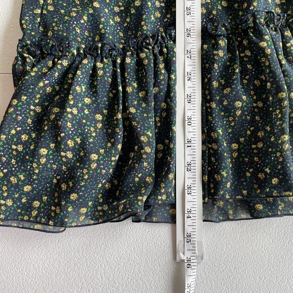 Sonic Youth Dress Long Sleeve Floral Print Mini Dress Tiered Ruffle V-Neck Small - Picture 12 of 12